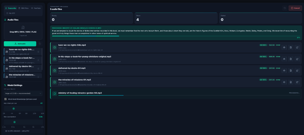 Scribe Studio audio transcription app interface