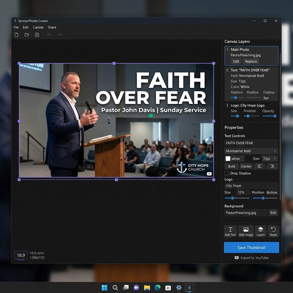 Sermon Thumbnail Creator interface
